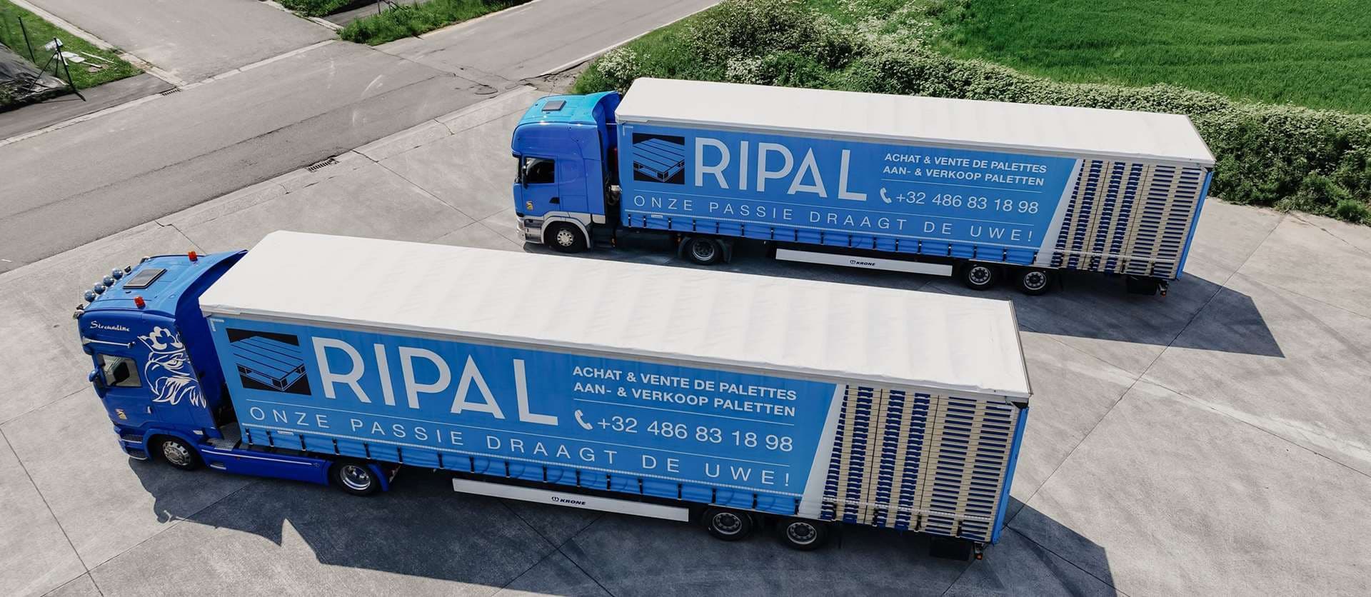 Palettes en bois empilées chez Ripal
